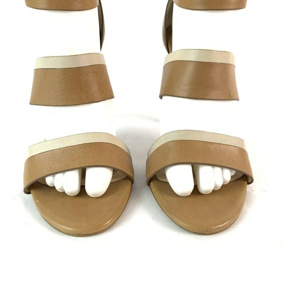 🟣 ISOLA Women's Size 8 Beige Brown Strappy Ankle Buckle Open Toe Heeled Sandals - Picture 3 of 7